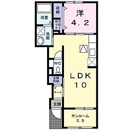 クオーレB 1LDKの間取図画像