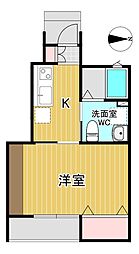 レセナ湊東3 1Kの間取図画像
