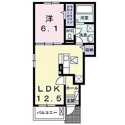 アンフィニ アムールII 1LDKの間取図画像