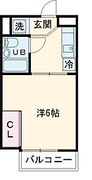 江戸橋マンションA棟 1Kの間取図画像