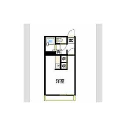 ヴィラ萩山B ワンルームの間取図画像