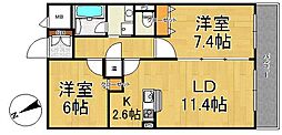 レガーロ旭町 2LDKの間取図画像