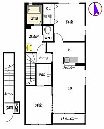 アージュK 2LDKの間取図画像