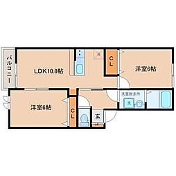 アスコット東郡山 2LDKの間取図画像