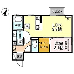 アメニティタウン3A 1LDKの間取図画像