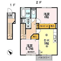 メゾン・ド・ソウェルB 2DKの間取図画像