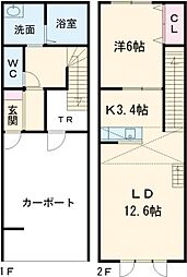 ベイリッシュ 1LDKの間取図画像