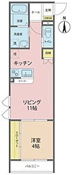 エミネンスAWARA 1LDKの間取図画像