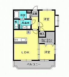 パストラール2 2LDKの間取図画像