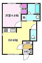 コーポキリシマ2 1DKの間取図画像