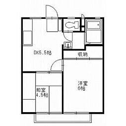 大森ハイツB 2DKの間取図画像