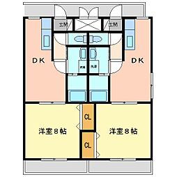 グランディールK 1DKの間取図画像