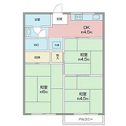 第二香山ハイツ 3DKの間取図画像