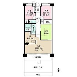 バンベール千種竹越 3LDKの間取図画像