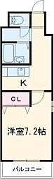 ユフォリア緑ケ丘 1Kの間取図画像