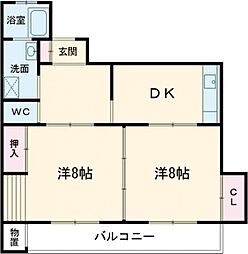 シャトー多賀 2DKの間取図画像