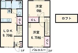 リバーサイド西山 2LDKの間取図画像