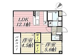 福岡市南区大橋3丁目マンション 2LDKの間取図画像