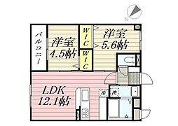 福岡市南区大橋3丁目マンション 2LDKの間取図画像