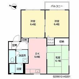 アルトリザイヤA 3DKの間取図画像