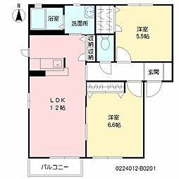 ユタカの里B 2LDKの間取図画像