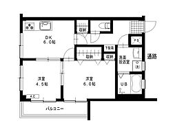 サニーガーデン1号館 2DKの間取図画像