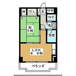 ハイム旭丘 1LDKの間取図画像