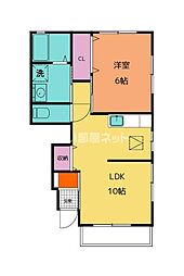 パークハイツD 1LDKの間取図画像