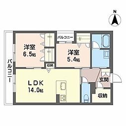 グランコート北浦 2LDKの間取図画像