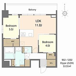 S-RESIDENCE松屋町asence 2LDKの間取図画像