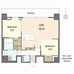 S-RESIDENCE松屋町asence 2LDKの間取図画像