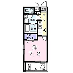 ヴィラサン 1Kの間取図画像