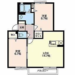 フレーズB 2LDKの間取図画像