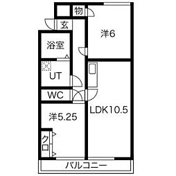 ラティーナ岐阜 2LDKの間取図画像