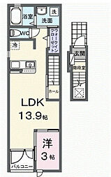 コンフォールB 1LDKの間取図画像