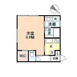Luna江尻 1Kの間取図画像