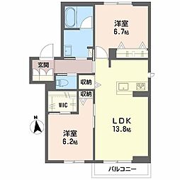 グランネスト 2LDKの間取図画像