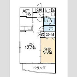 モンシャトー 1LDKの間取図画像
