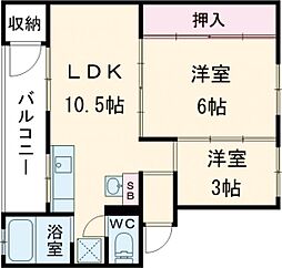 サンガーデン小ヶ倉 2LDKの間取図画像