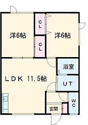 ハイツ智佳 2LDKの間取図画像