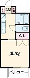 サンパレス向陽2 1Kの間取図画像