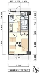 アトランティデ 1Kの間取図画像