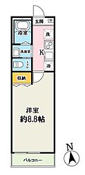 ベストみずほ台 1Kの間取図画像