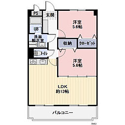 ワンブリッジ21B 2LDKの間取図画像