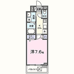 レッドパイン 1Kの間取図画像