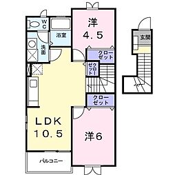 ラフィーネ不動1 2LDKの間取図画像