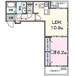 モンマルト 1LDKの間取図画像