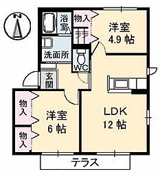 オレンジカーサ1番館 2LDKの間取図画像