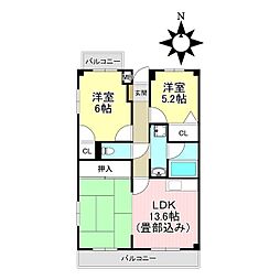 アピタシオン 2LDKの間取図画像