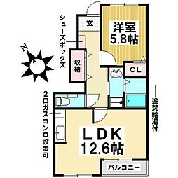 ココルーラル 1LDKの間取図画像